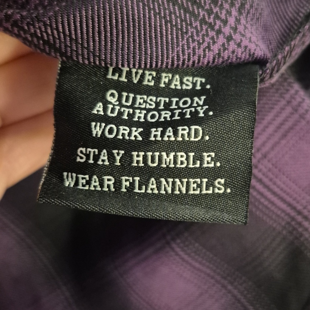 Dixxon Women's Flannel Button Down Shirt | Purple & Black Plaid | Size Small - Picture 8 of 9